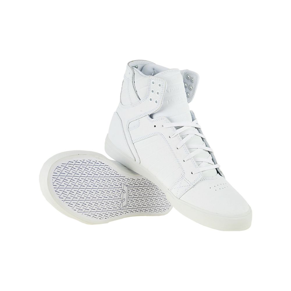 Baskets Montantes Supra SkyTop Blanche Tuf White Gunny Homme | HFP-81612041